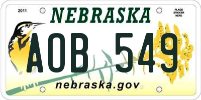 NE license plate AOB549