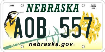 NE license plate AOB557