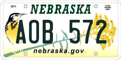 NE license plate AOB572