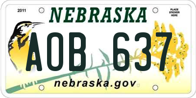 NE license plate AOB637