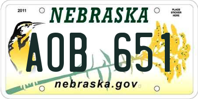 NE license plate AOB651