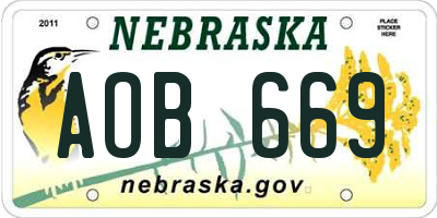 NE license plate AOB669