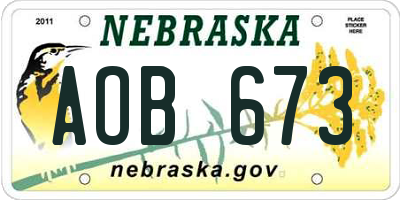 NE license plate AOB673