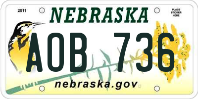 NE license plate AOB736