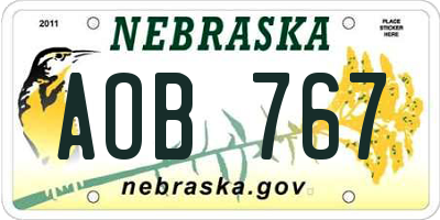 NE license plate AOB767