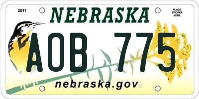 NE license plate AOB775