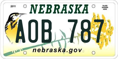 NE license plate AOB787