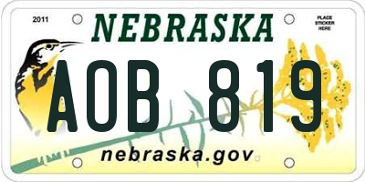 NE license plate AOB819