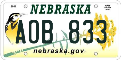 NE license plate AOB833