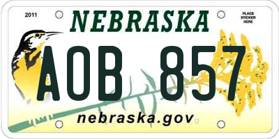 NE license plate AOB857