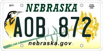 NE license plate AOB872