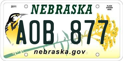 NE license plate AOB877