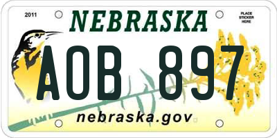 NE license plate AOB897