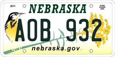 NE license plate AOB932