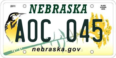 NE license plate AOC045
