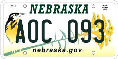 NE license plate AOC093