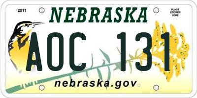 NE license plate AOC131