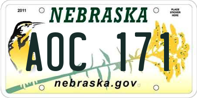 NE license plate AOC171