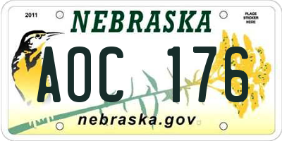 NE license plate AOC176