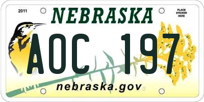 NE license plate AOC197
