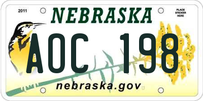 NE license plate AOC198