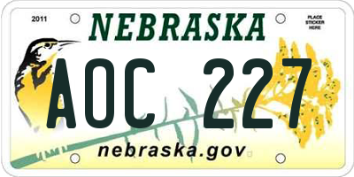 NE license plate AOC227