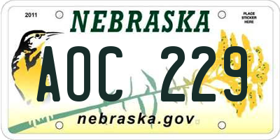 NE license plate AOC229