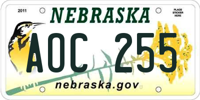 NE license plate AOC255