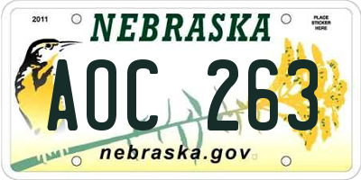 NE license plate AOC263