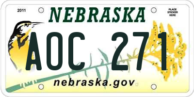 NE license plate AOC271