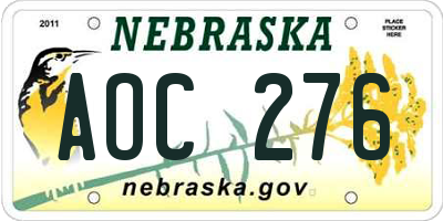 NE license plate AOC276