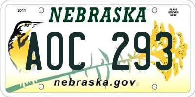 NE license plate AOC293