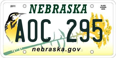NE license plate AOC295