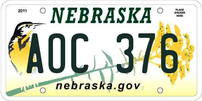 NE license plate AOC376