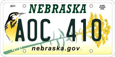 NE license plate AOC410