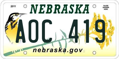 NE license plate AOC419
