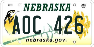 NE license plate AOC426