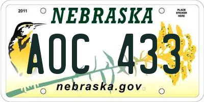NE license plate AOC433