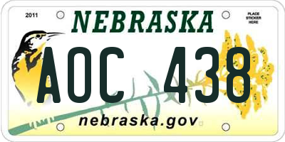 NE license plate AOC438
