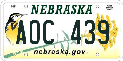 NE license plate AOC439