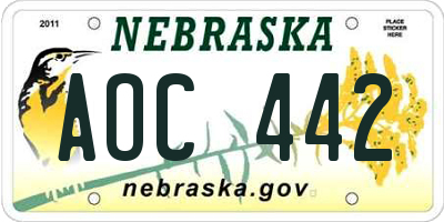 NE license plate AOC442