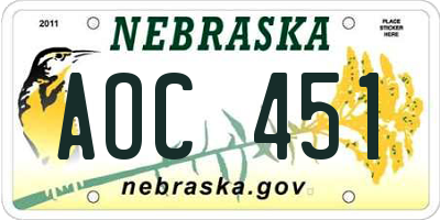 NE license plate AOC451