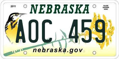 NE license plate AOC459