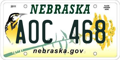 NE license plate AOC468