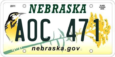 NE license plate AOC471