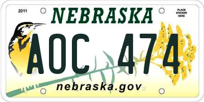 NE license plate AOC474