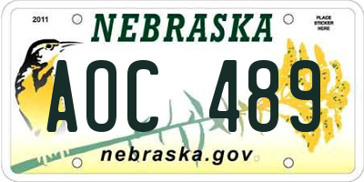 NE license plate AOC489