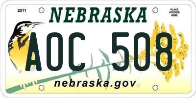 NE license plate AOC508