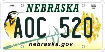NE license plate AOC520