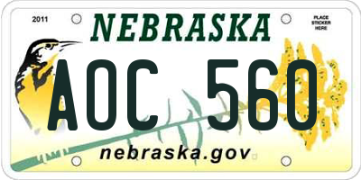 NE license plate AOC560